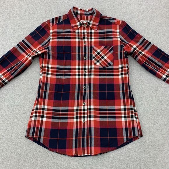 Trina Turk Button Shirt Top Womens Small Flannel Plaid Long Sleeve - Picture 1 of 14